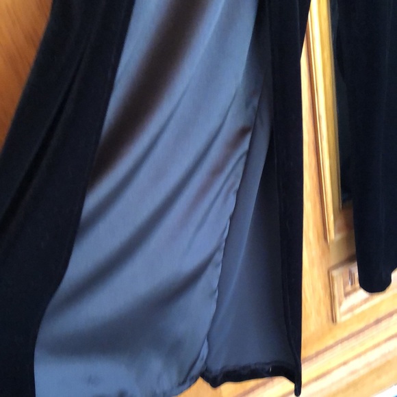 Black Velvet Satin Wide Split Leg Pants - Picture 2 of 8